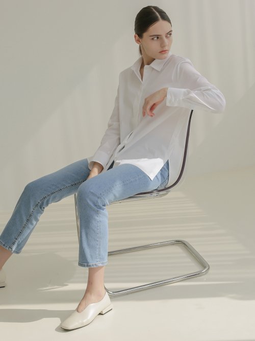 001 Basic Shirring White Shirt