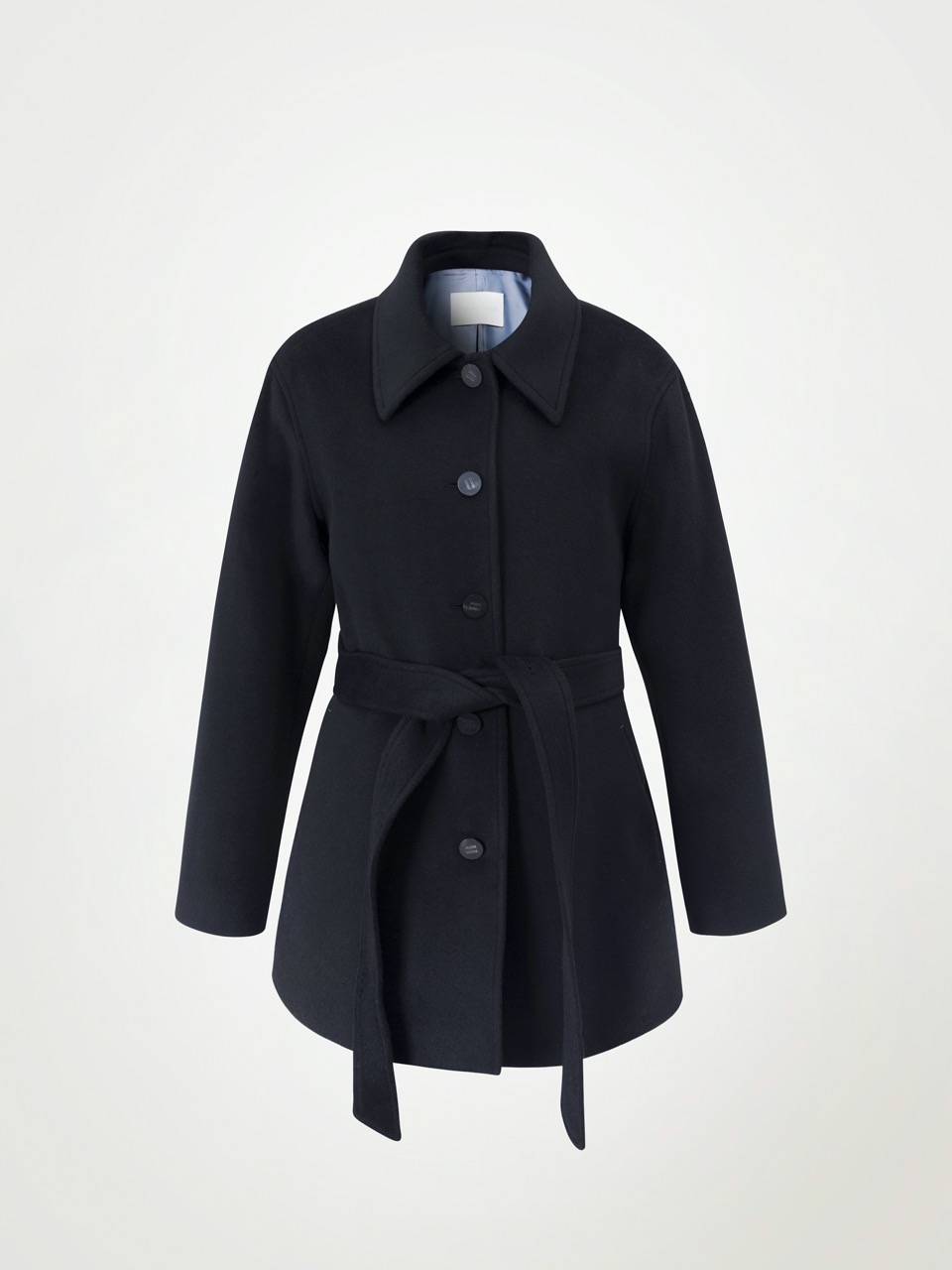 4W Cashmere-Blend Single Wool Coat (Black)