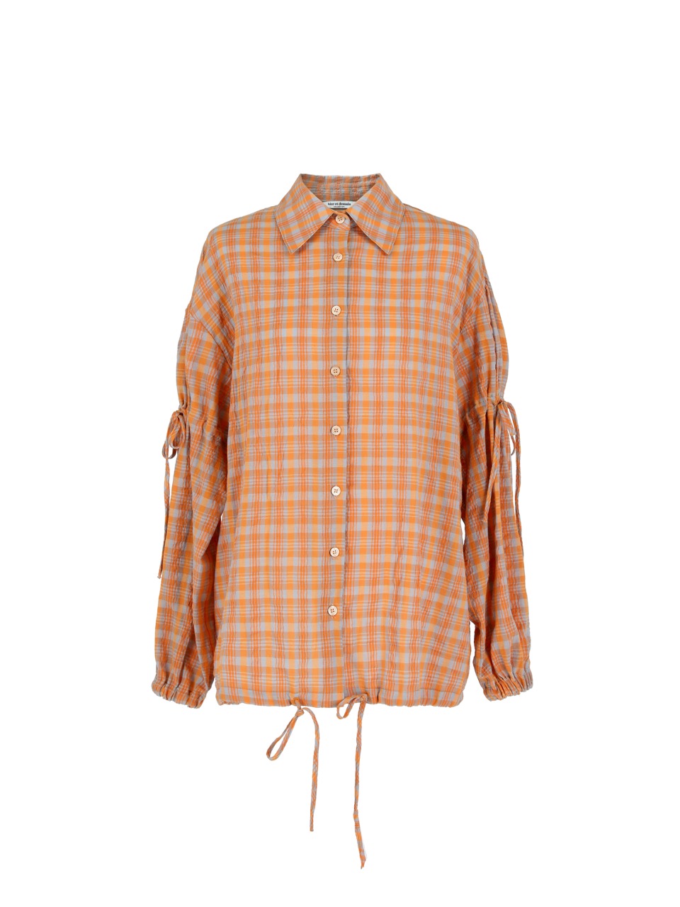 5P Orange Check Overfit Shirt-Outer