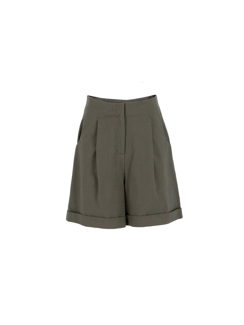 5S High-rise pleated linen shorts - Kahki