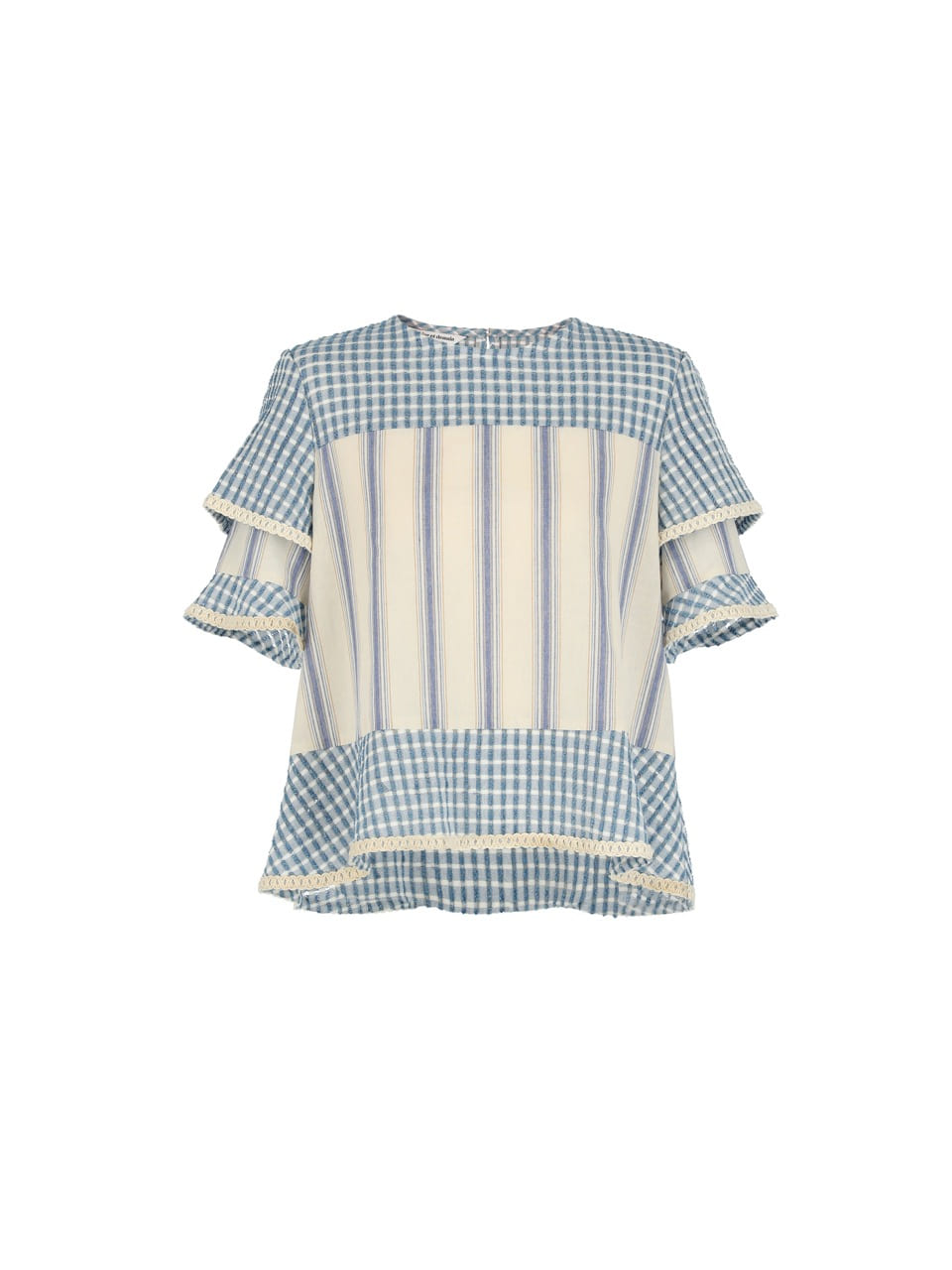 5S Sleeve-ruffle trimmed Blouse - Blue