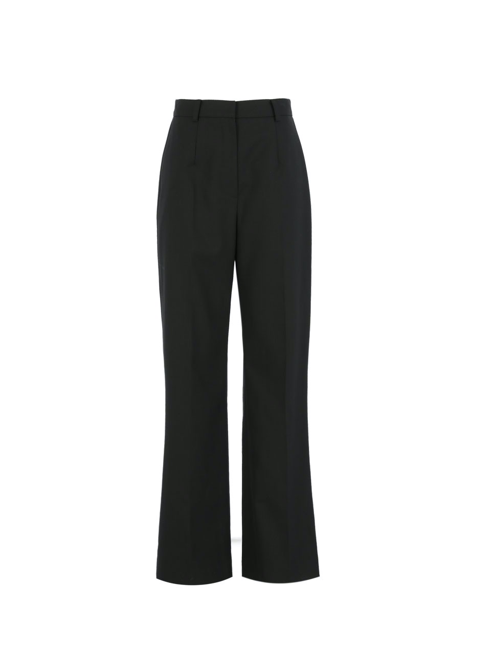 6A Wool-blend semi bootcut pants (Black)