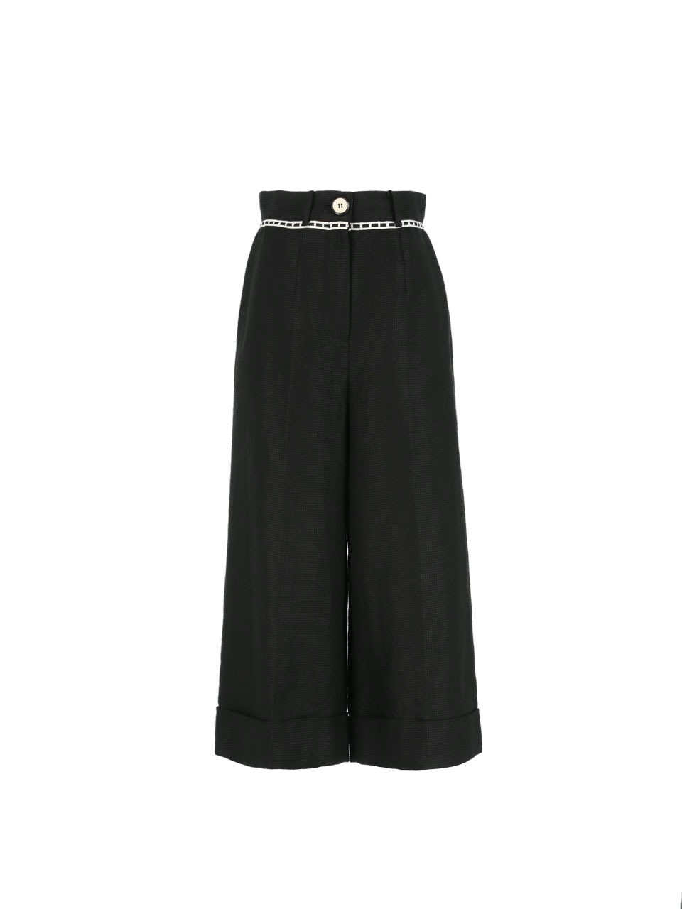 6A Tape detailed tweed culottes (Black)