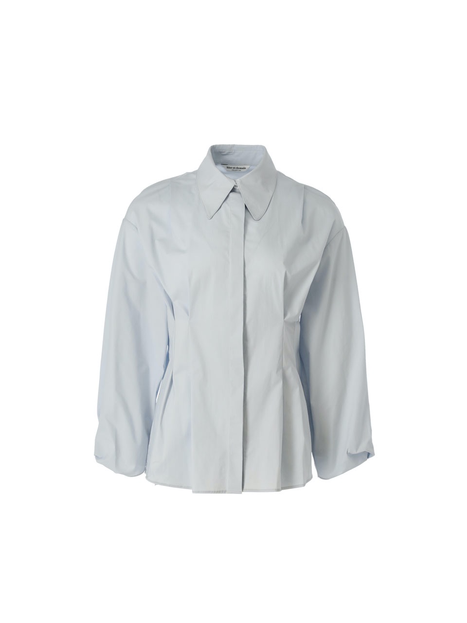 6A Tuck detailed cotton-blend tiwst shirt (Light Blue)