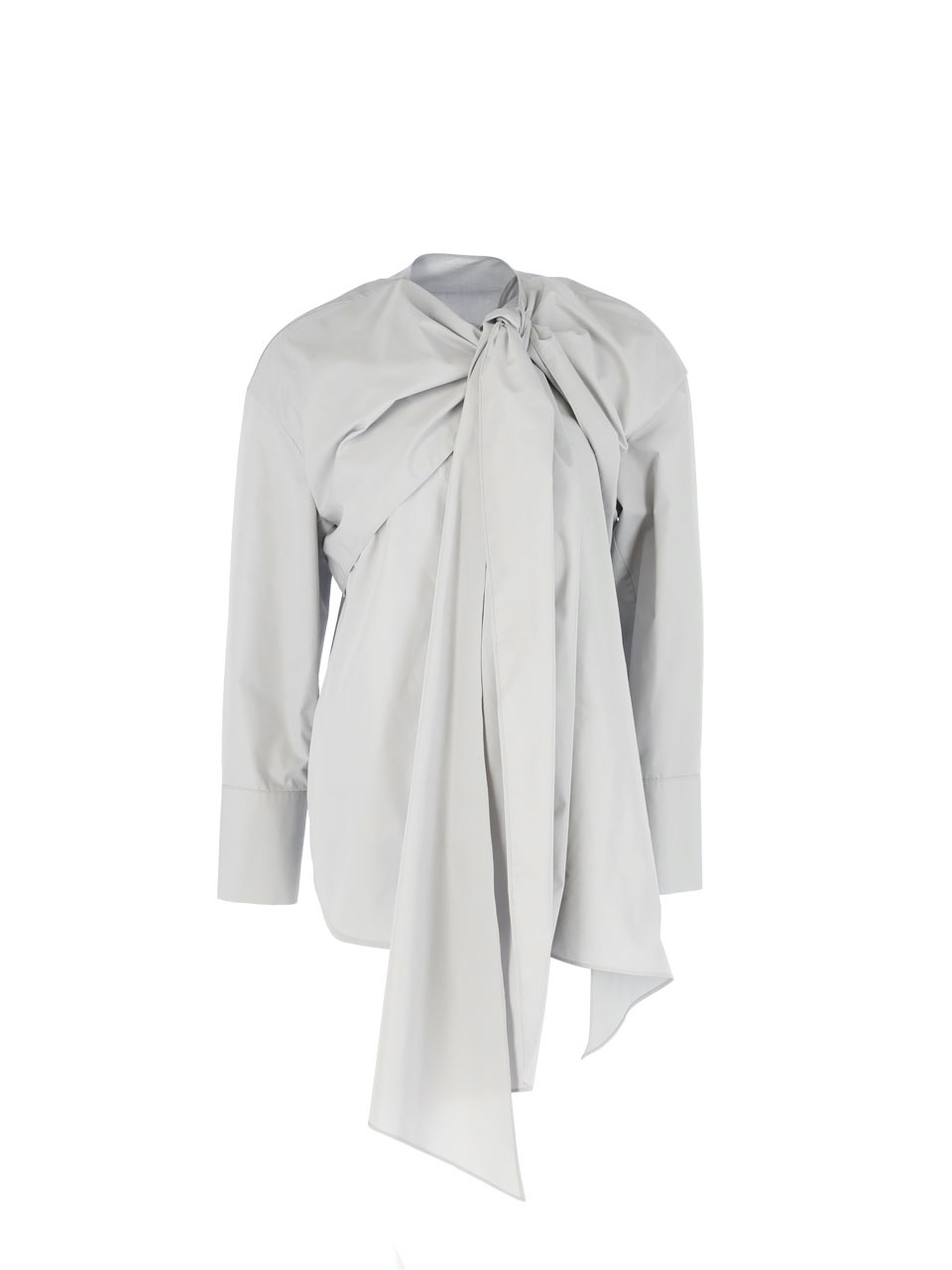 6A Ribbon-tie twisted layer shirt (Light Grey)