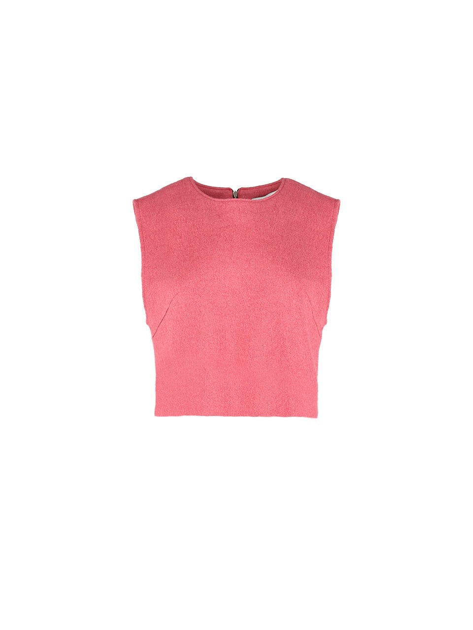 Tie-zipper Point Wool-blend Short Vest (Cherry Pink)