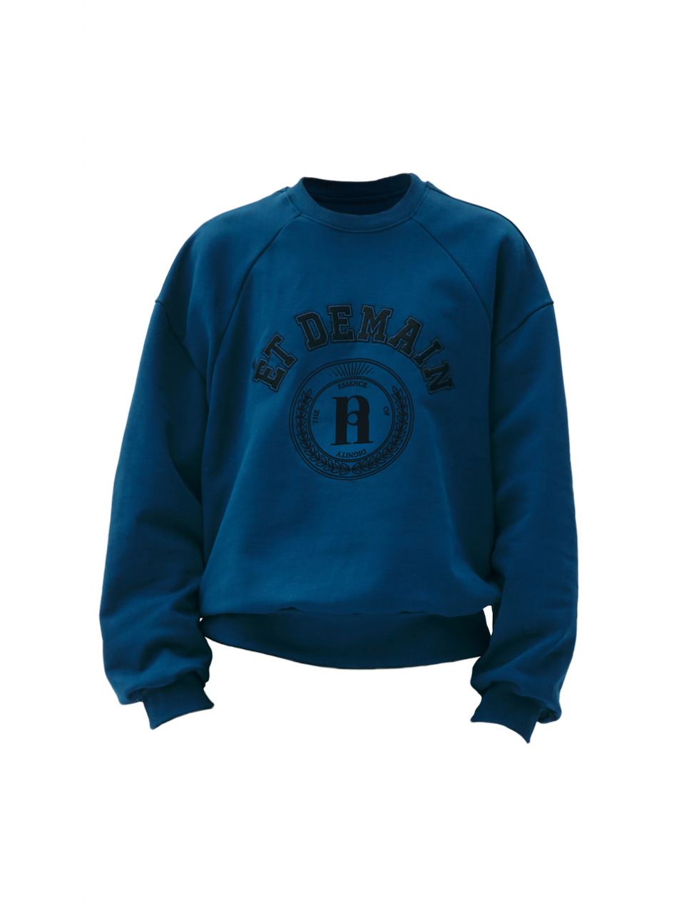 Logo-print embroidered jersey sweatshirt (Blue)