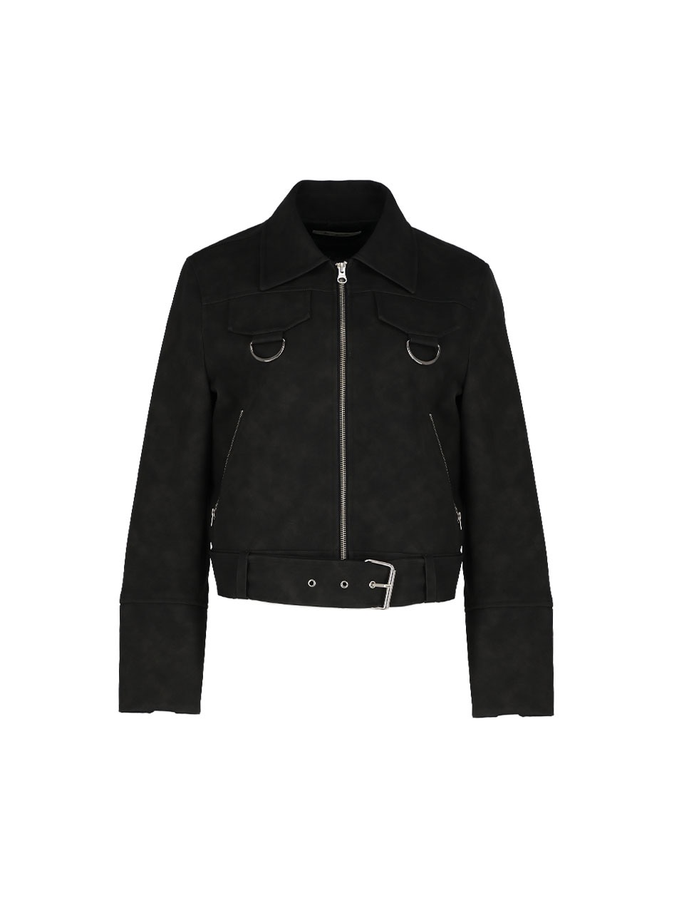 Cropped Vegan leather jacket (Black)