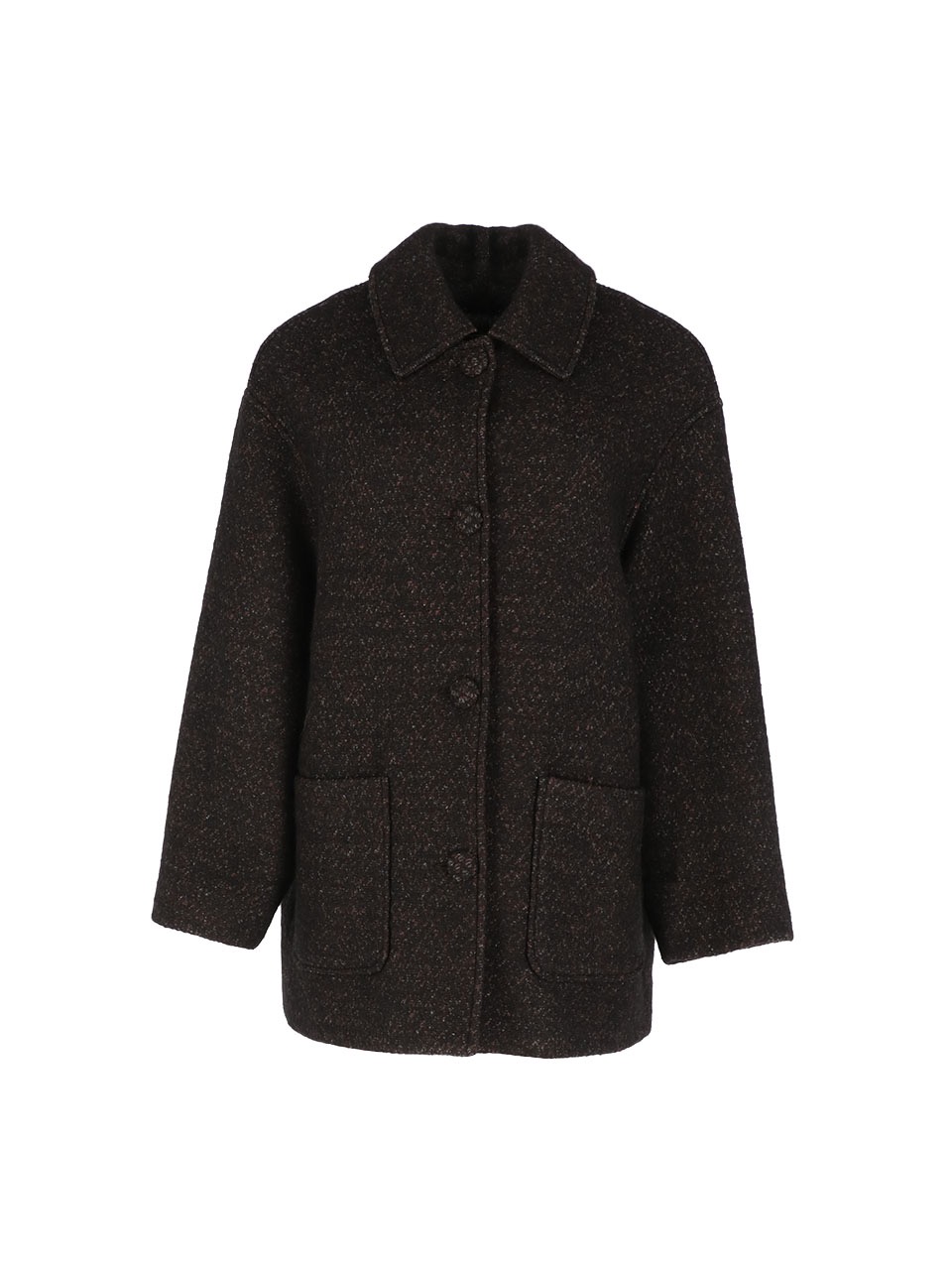 [Fabric from ITALY] Caraibi wool-blend half coat (Brown)