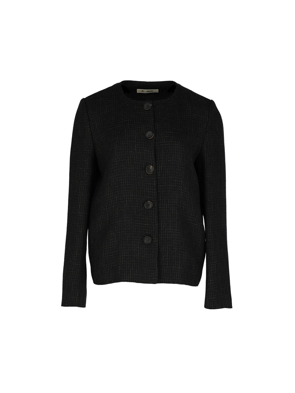 Collarless cropped tweed jacket (Black)