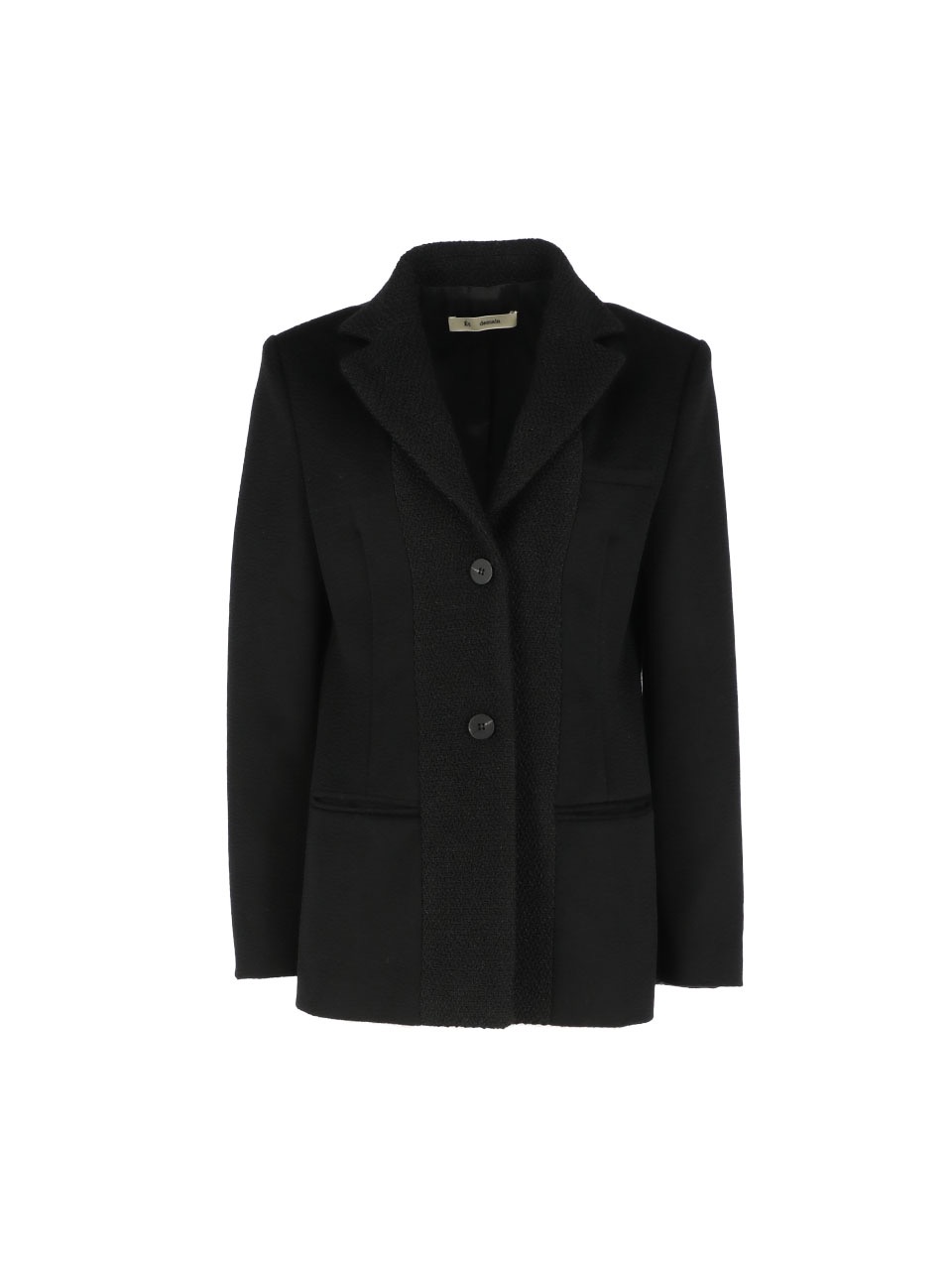 [Fabric from ITALY] Mixed-bouclé wool black jacket (Black)