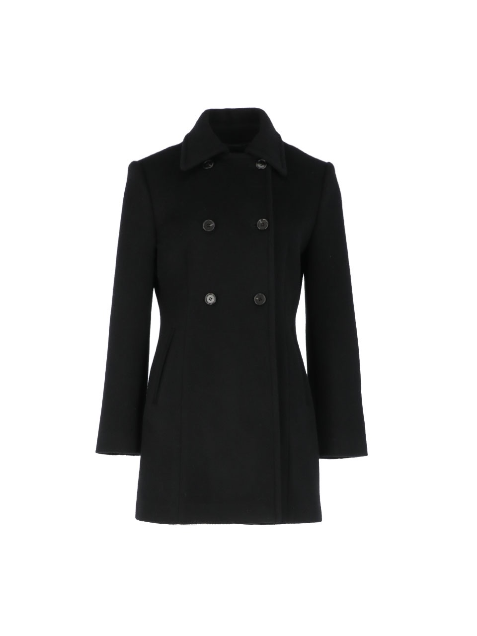 Double-breasted cashmere-blend peacoat (Black)