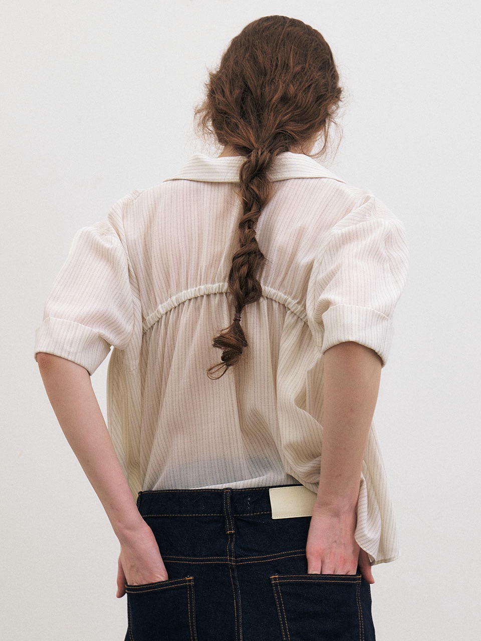 Summer wool half-sleeve shirt - Ivory