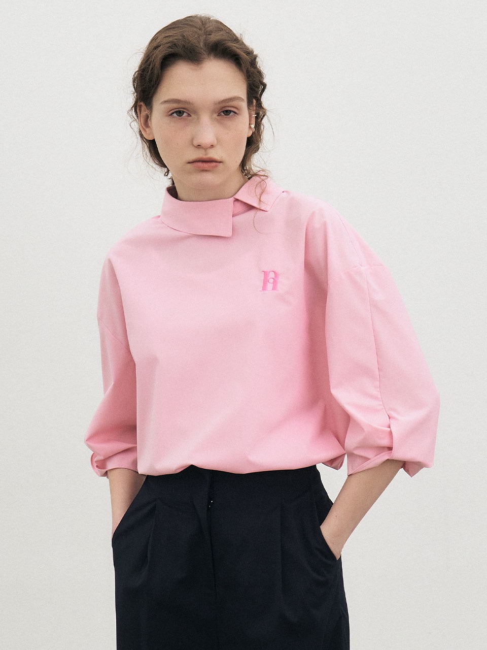 001 Sleeve twist shirt -Pink