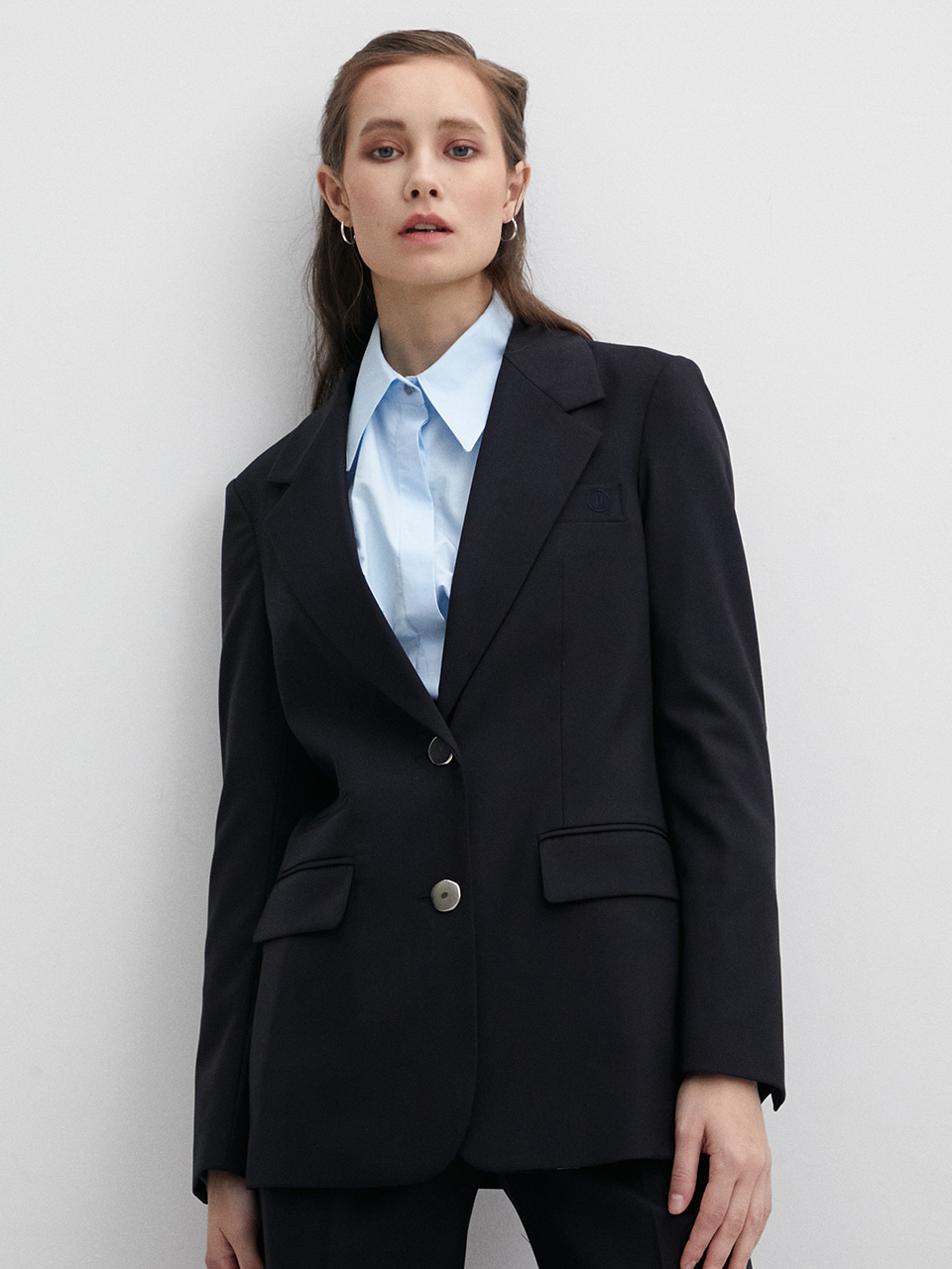 003 Zentra Wool Two-button Navy Jacket