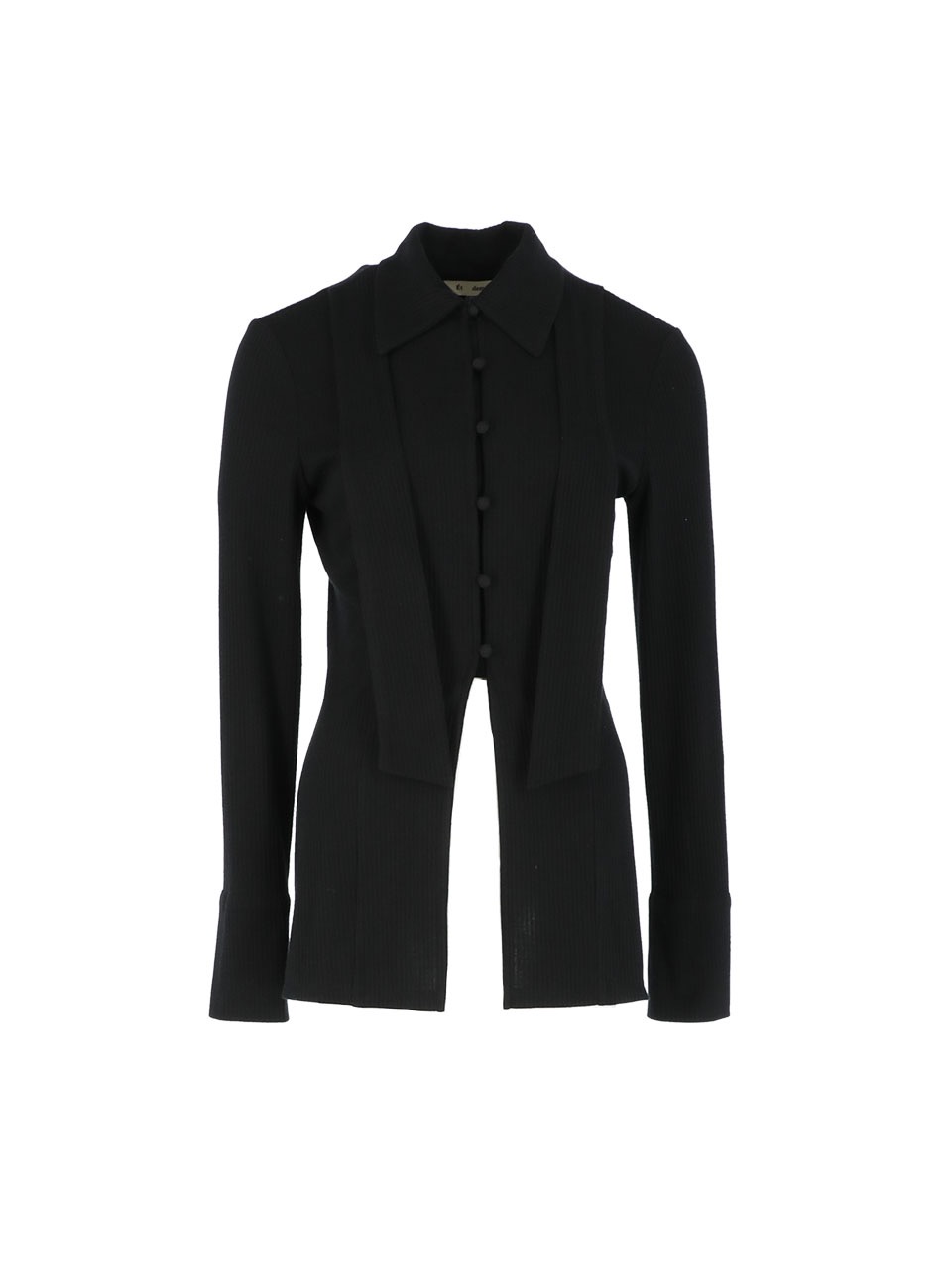 Scarf tie-neck jersey blouse top (Black)