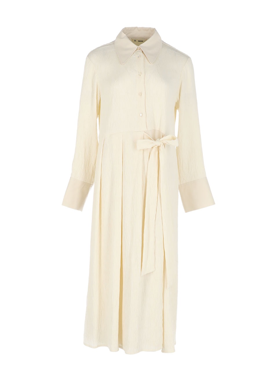 Belted crinkled cotton-blend oversize shirt dress (Ivory)